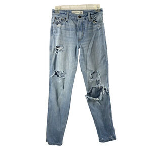 Abercrombie & Fitch Jeans Womens Size 00 Girlfriend Hi Rise Destroyed Light Wash